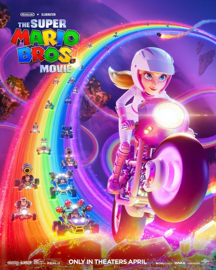 Princess Peach Hits Rainbow Road in New Poster for The Super Mario Bros
